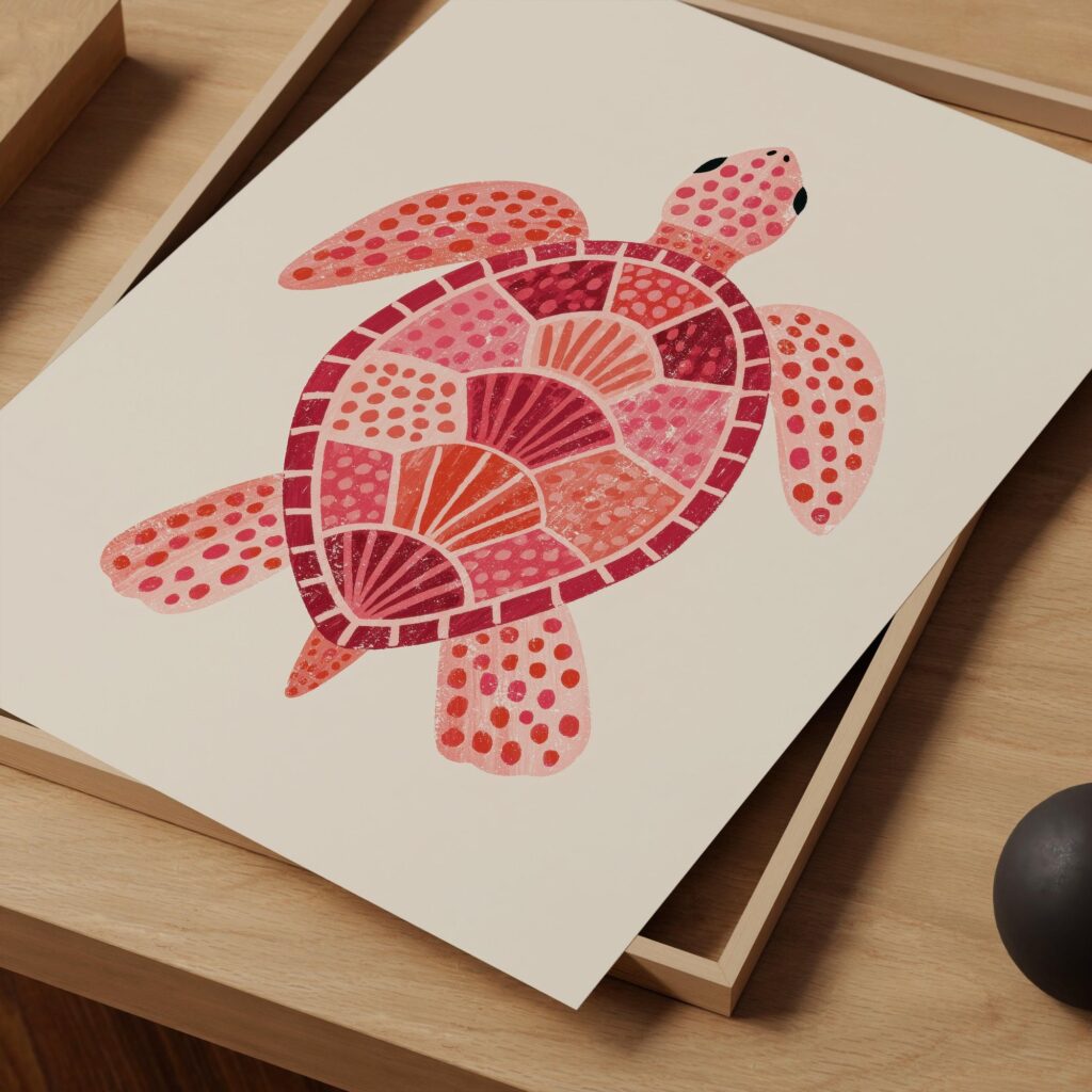 Pink Sea Turtle Print