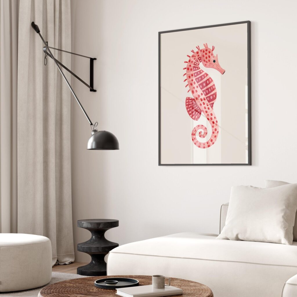 Pink Seahorse Print
