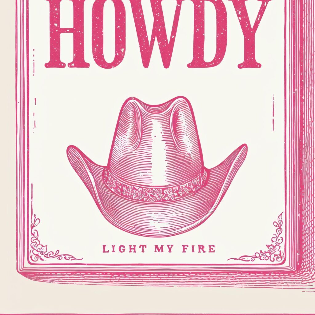 Pink Western Matchbox Howdy Yall Retro Art Print Set