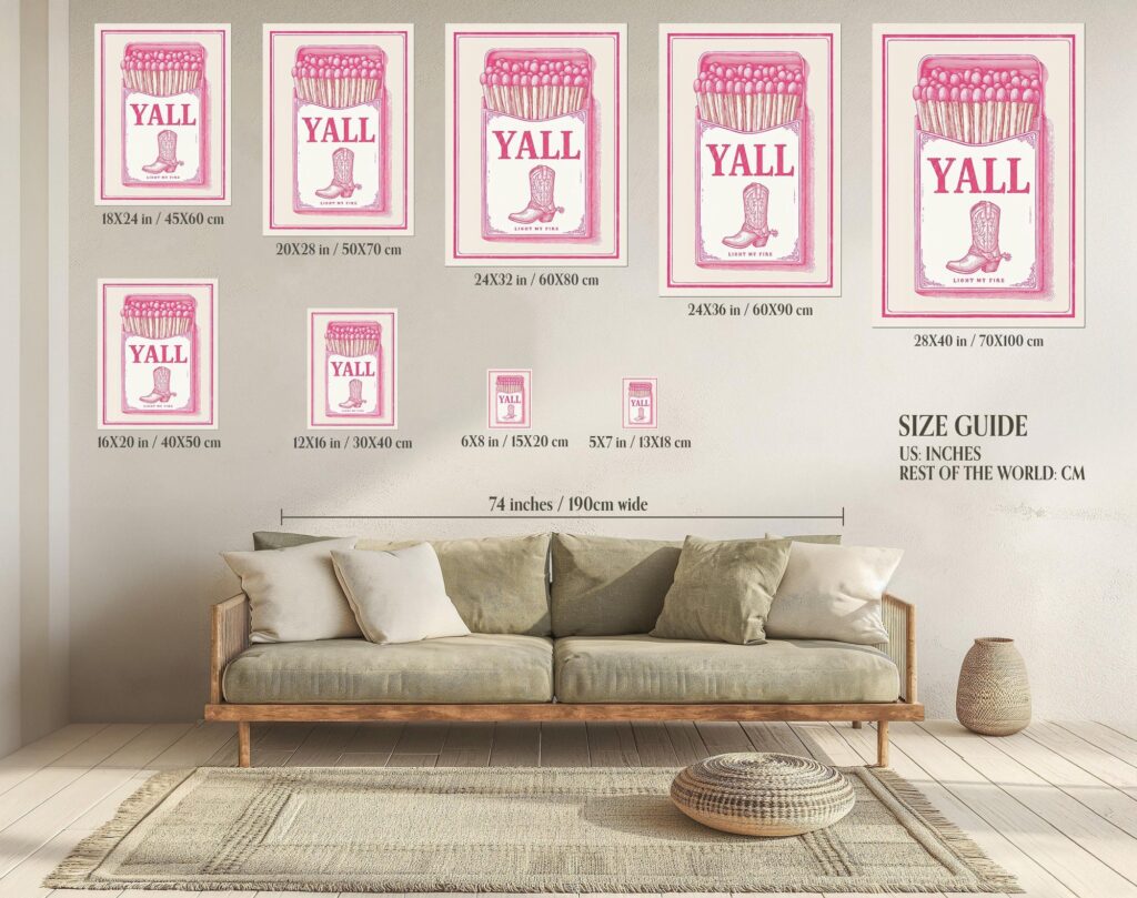 Pink Yall Cowgirl Boot Matchbox Art Print