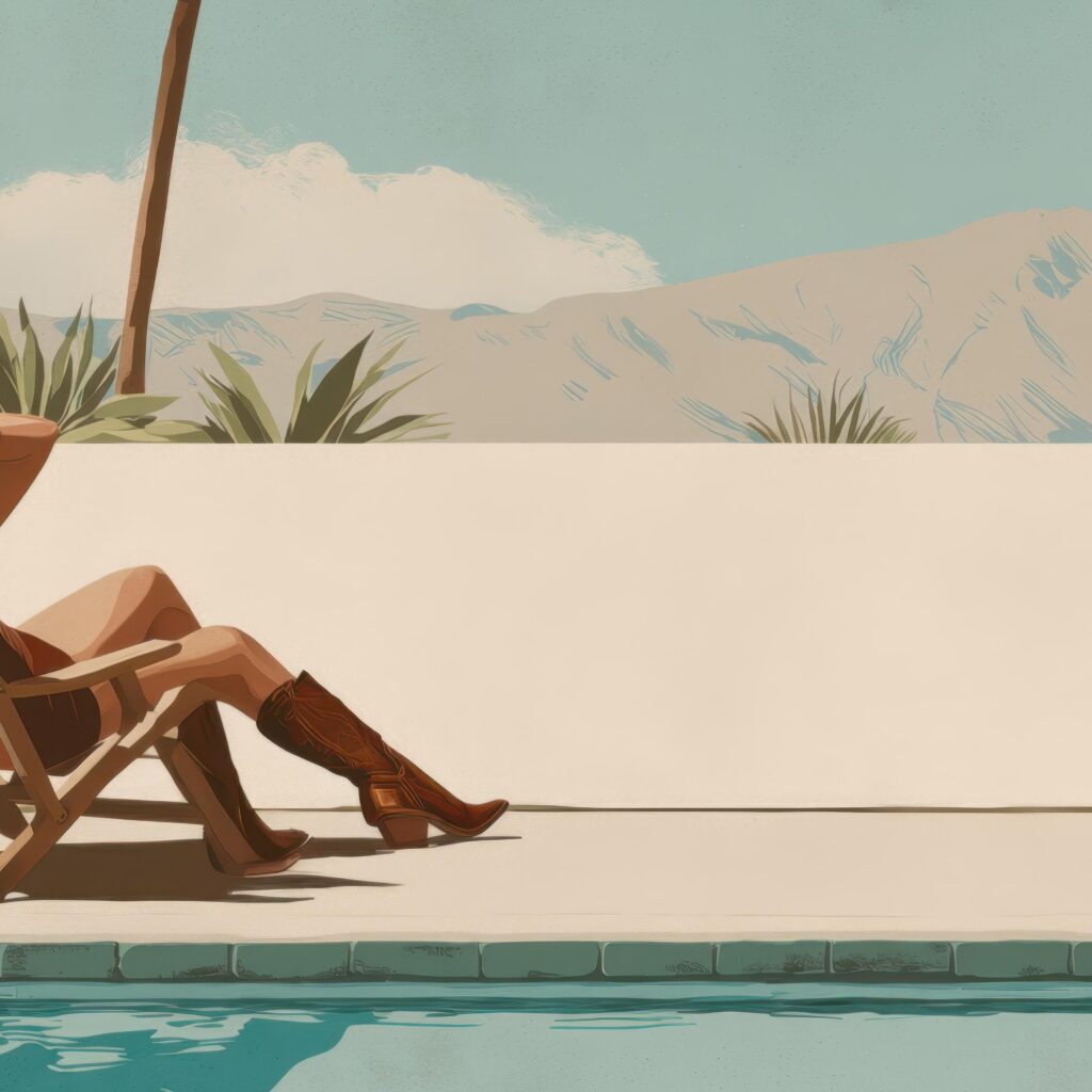 Poolside Cowgirl Art Print