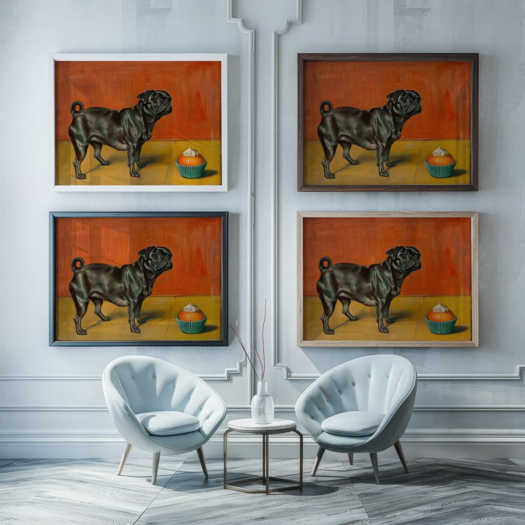 Pug and Cupcake Art Print