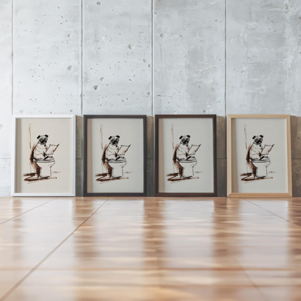 Pug Bathroom Art Print