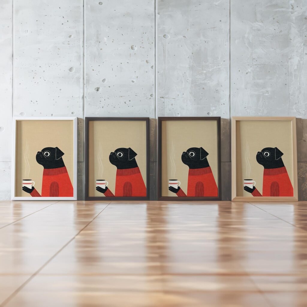 Pug Dog Coffee Art Print