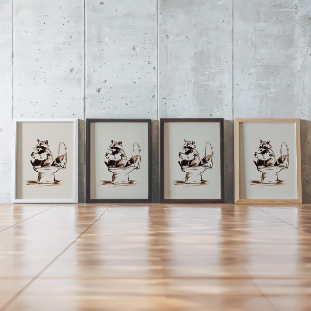 Raccoon Bathroom Art Print