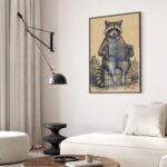 Raccoon Playing an Accordion in the Desert Print