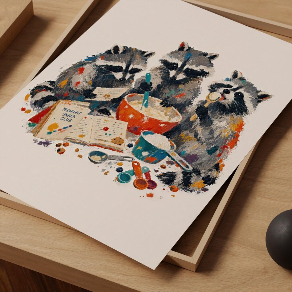 Raccoons Baking Print