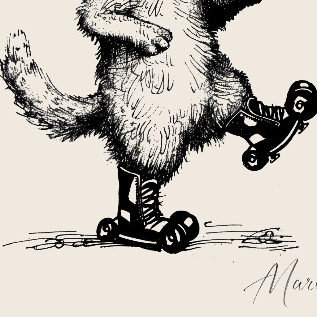 Retro Cat Roller Skates Art Print