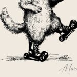 Retro Cat Roller Skates Art Print