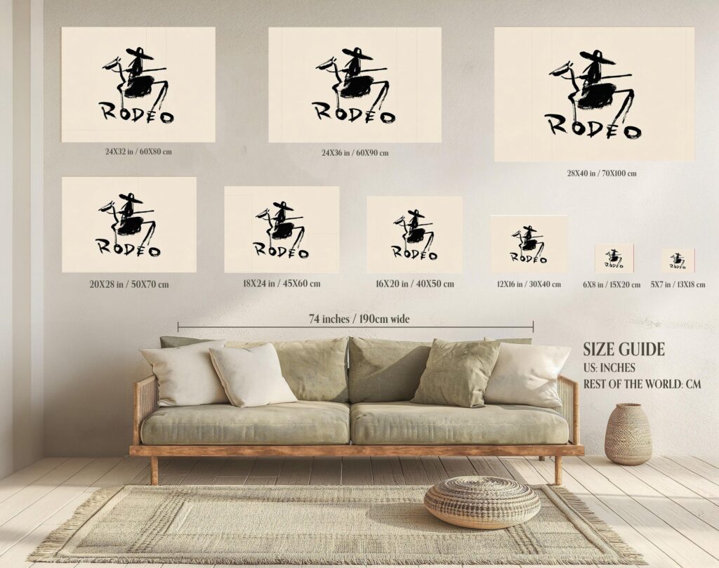 Rodeo Horse Rider Black Ink Wall Art