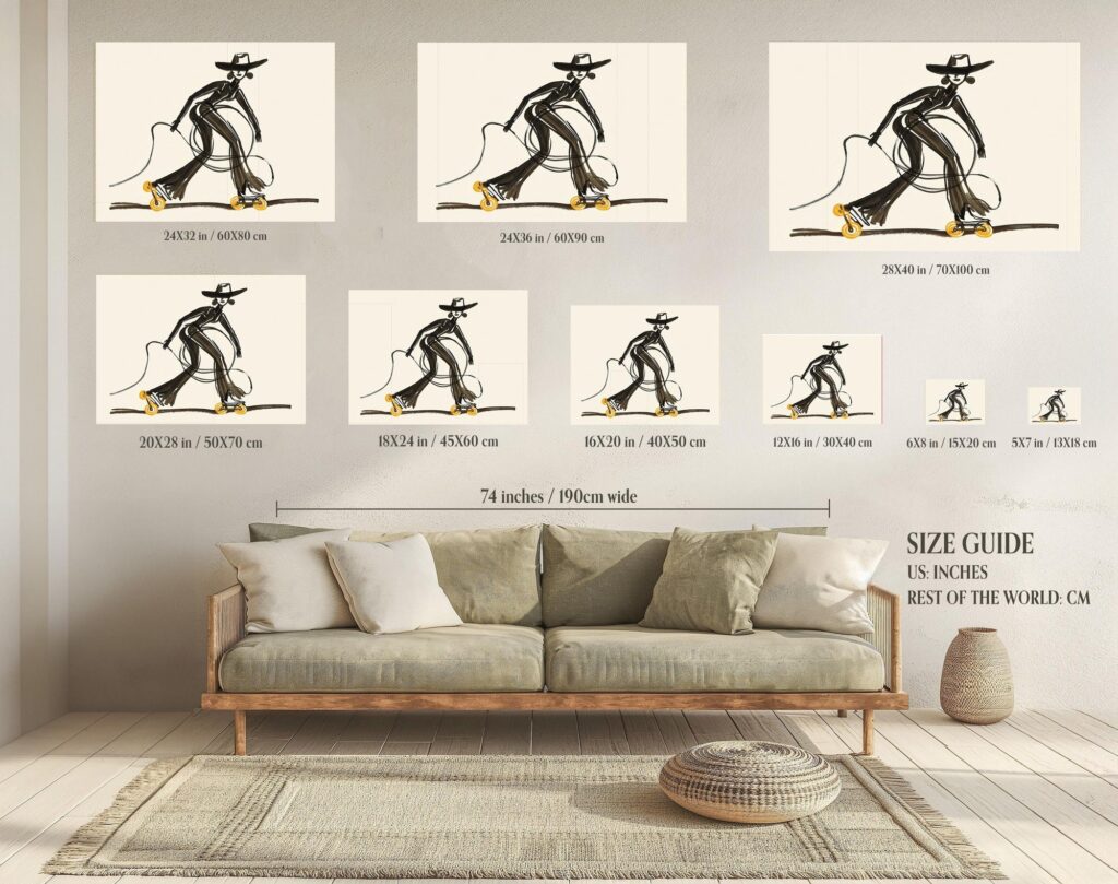 Roller Skating Cowgirl Print