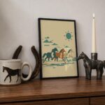 Running Wild Horses and Sun Print
