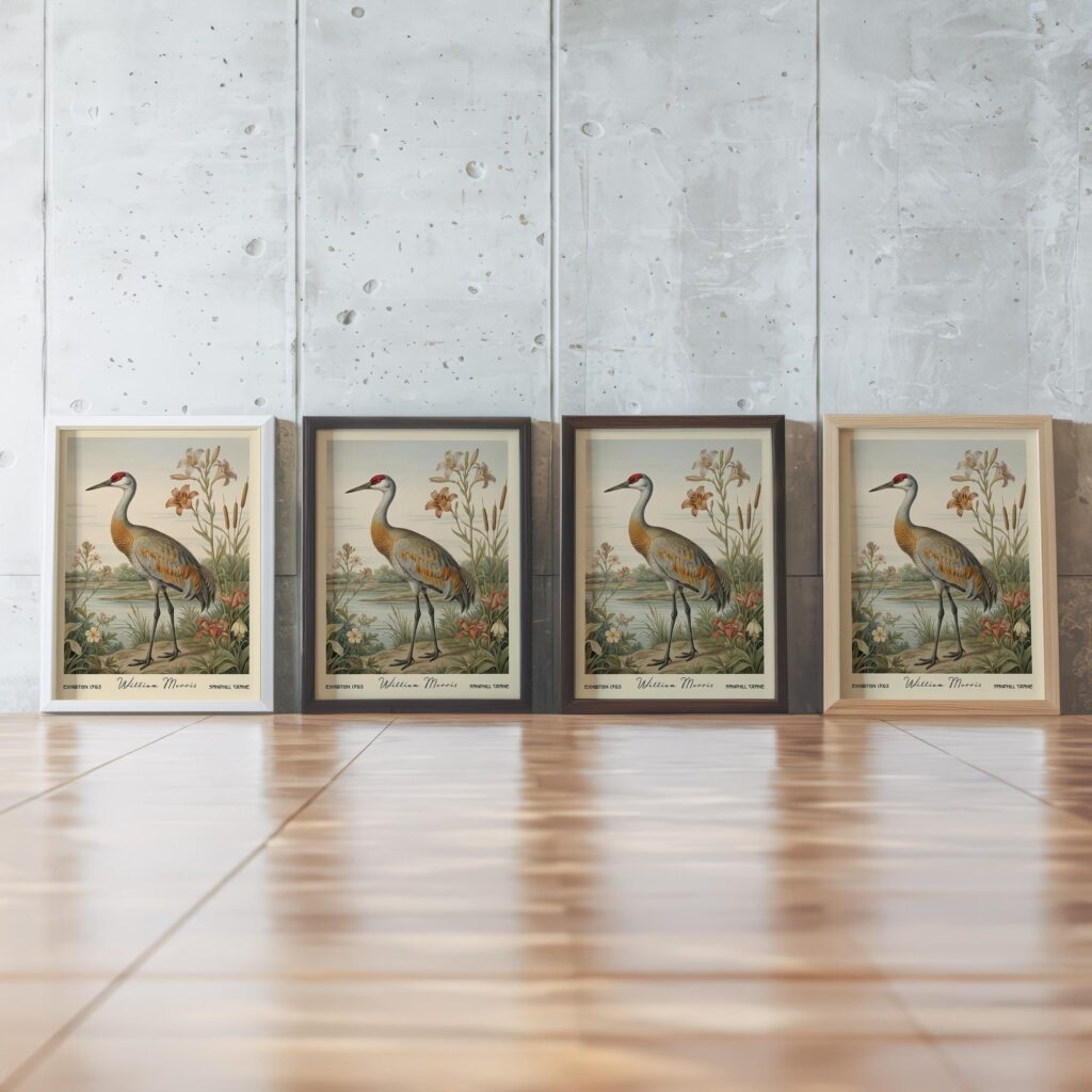 Sandhill Crane William Morris Art Print