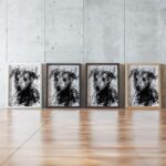 Scribble Dog Black White Print