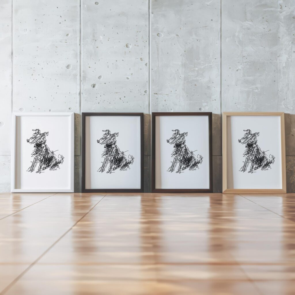 Scribble Dog Minimal Line Print