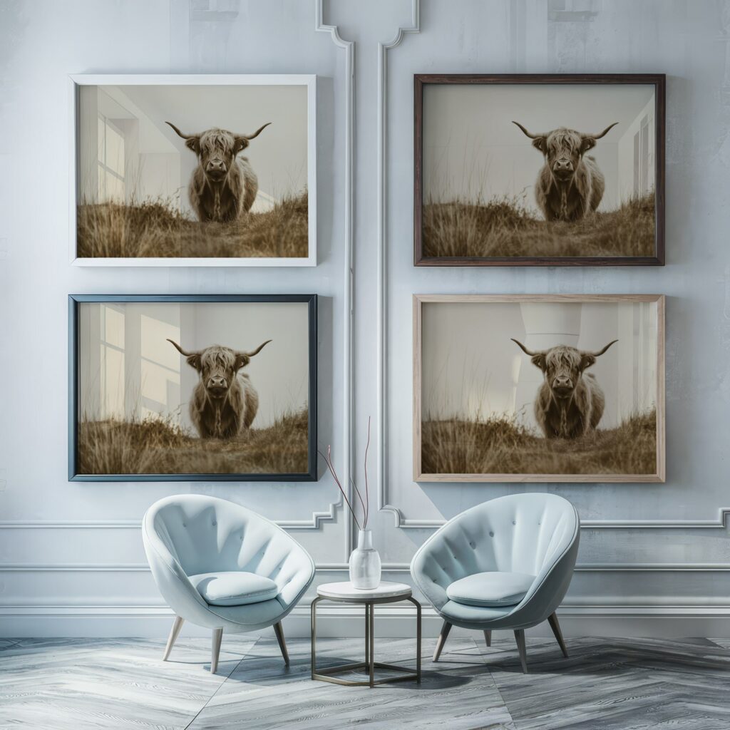 Sepia Highland Cow Print