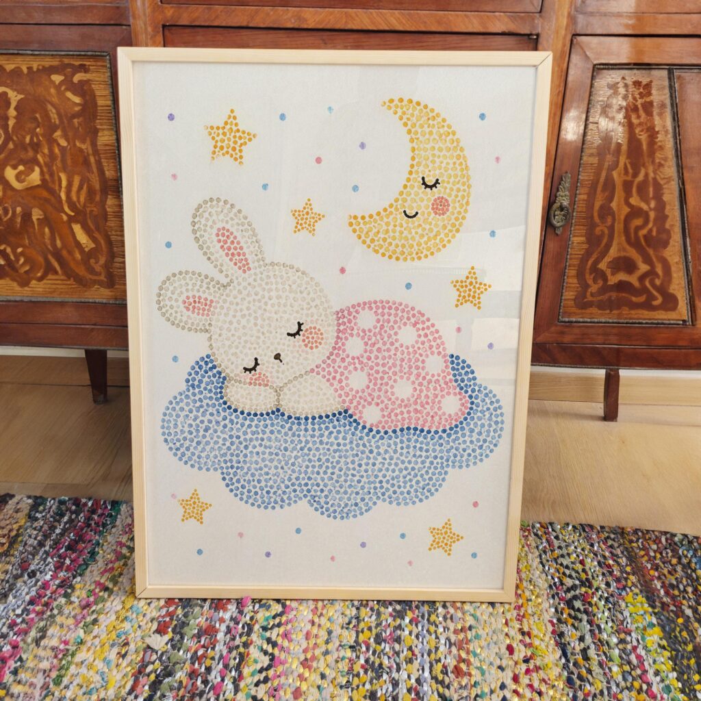 Sleeping Bunny Moon Cloud Print