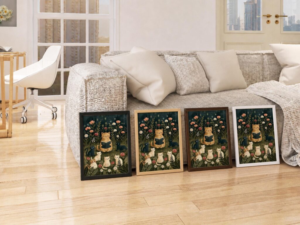 Tabby Cat Reading Print