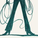 Teal Cowboy Cowgirl Line Art Prints Set of 2