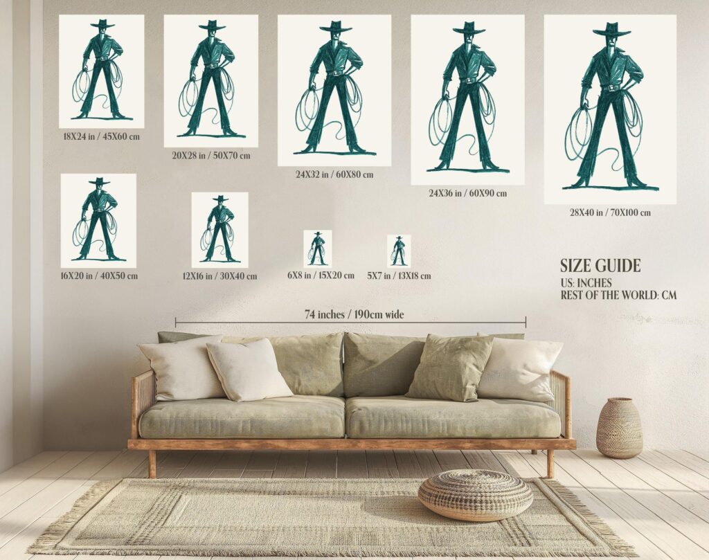 Teal Cowboy Western Print