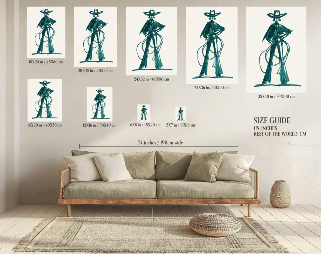 Teal Cowgirl Poster