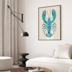 Teal Lobster Folk Art Print