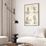 Teddy Bear Playing Golf in Four Sketches Print