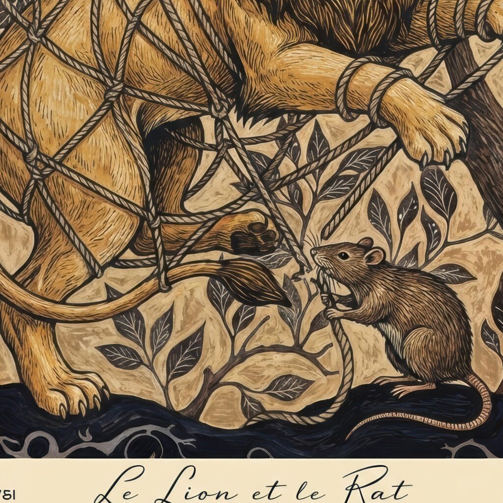 The Lion and The Rat Art Print