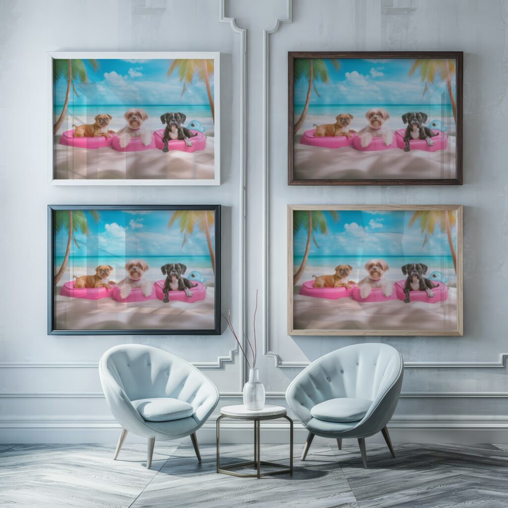 Tropical Beach Dogs Art Print