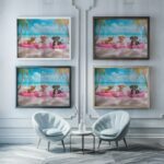 Tropical Beach Dogs Art Print