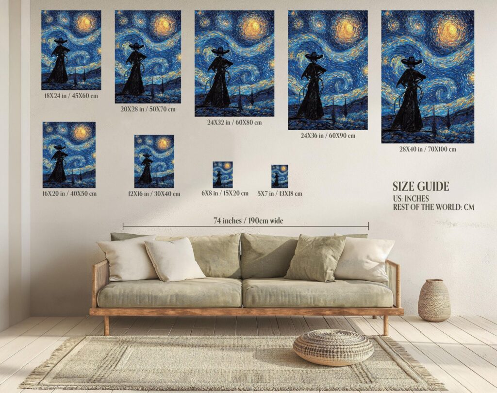 Van Gogh Starry Night Cowgirl Print