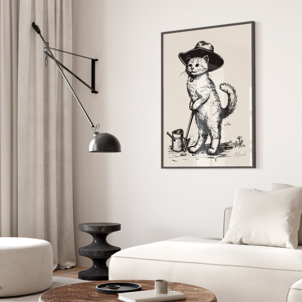 Vintage Cat Gardener Print