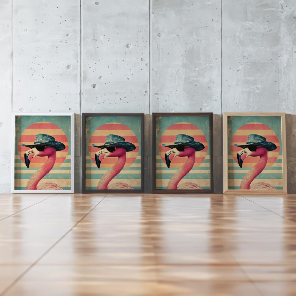 Vintage Cowboy Flamingo Art Print