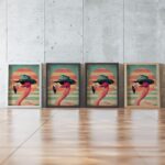 Vintage Cowboy Flamingo Art Print