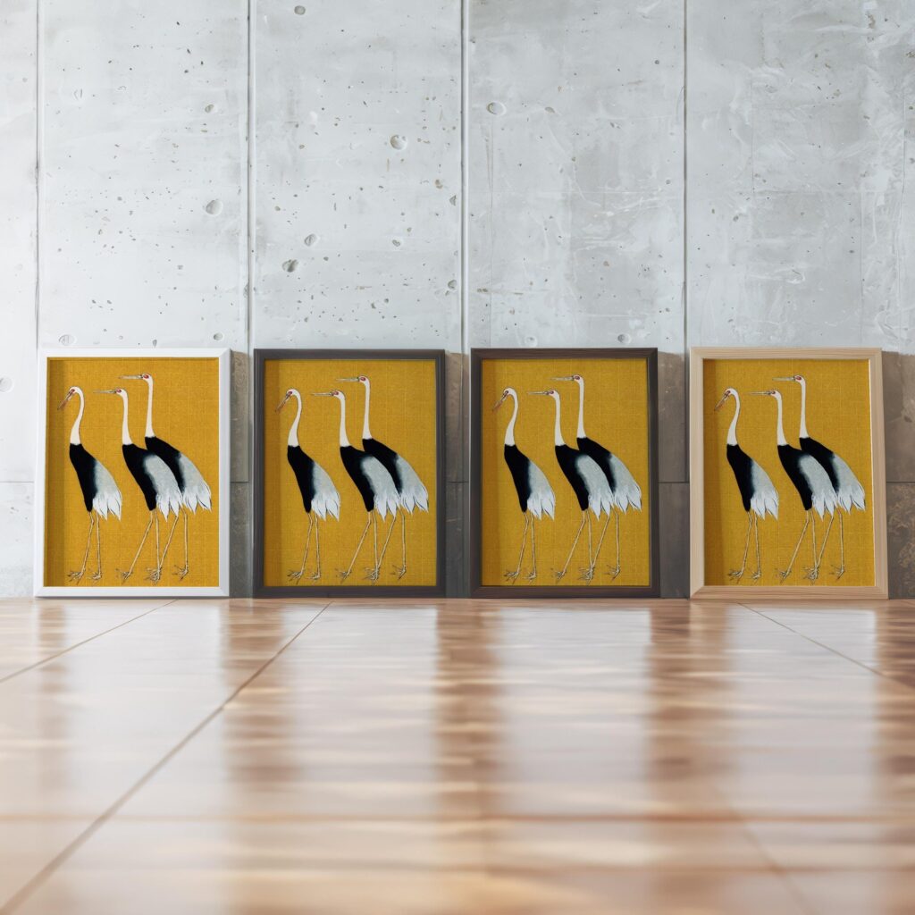 Vintage Crane Birds Wall Art