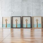 Whimsical Giraffe in Water Art Print