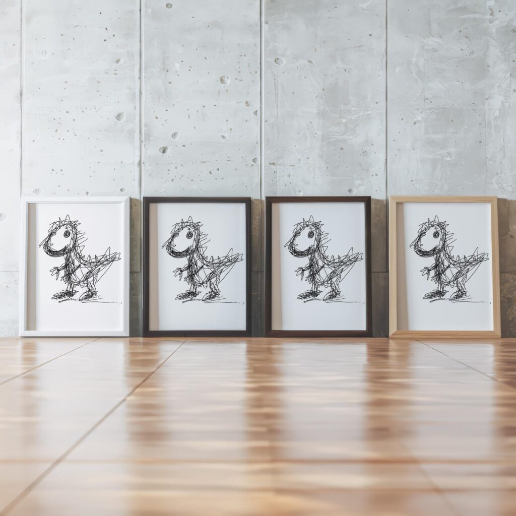 Whimsical Scribble Dinosaur Sketch Art Print