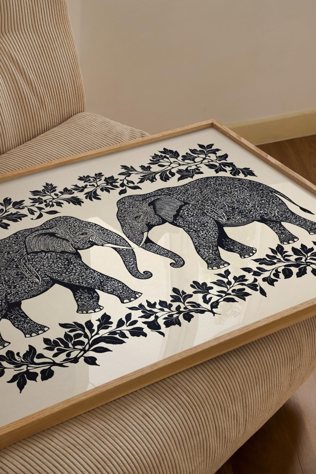 William Morris Black and White Elephant Wall Art