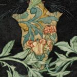 William Morris Black Cats in a Floral Garden Print