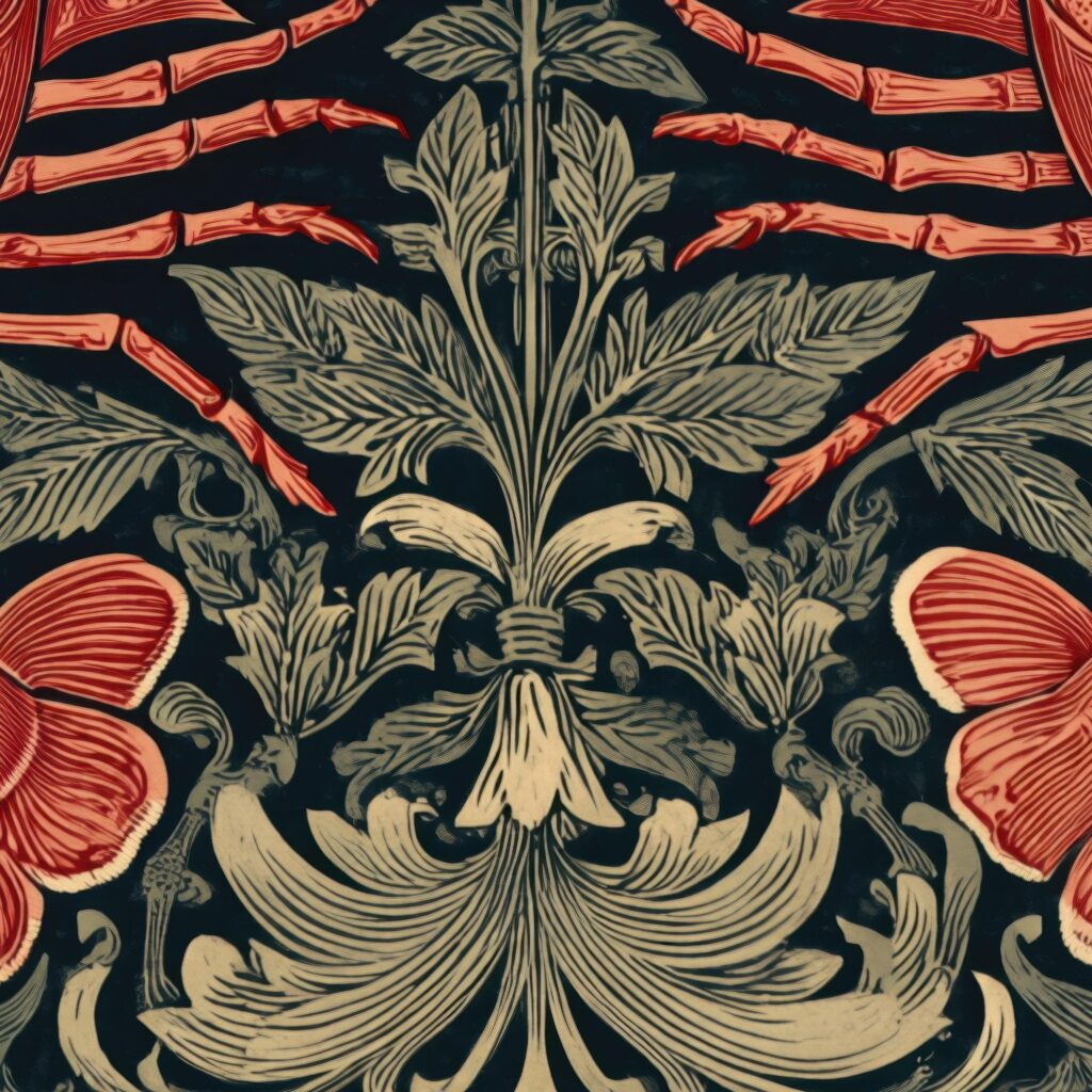William Morris Botanical Lobster Print