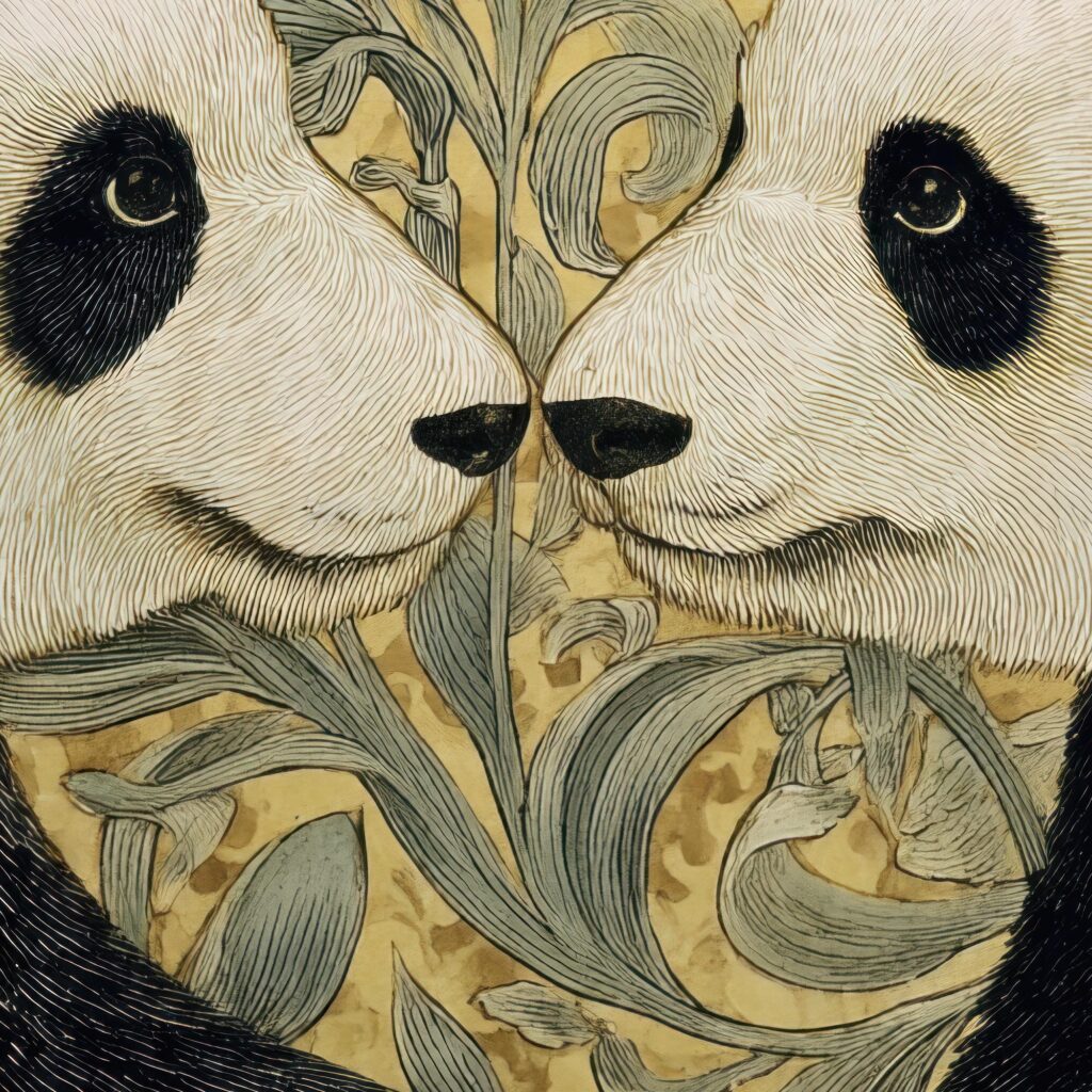 William Morris Panda Botanical Print