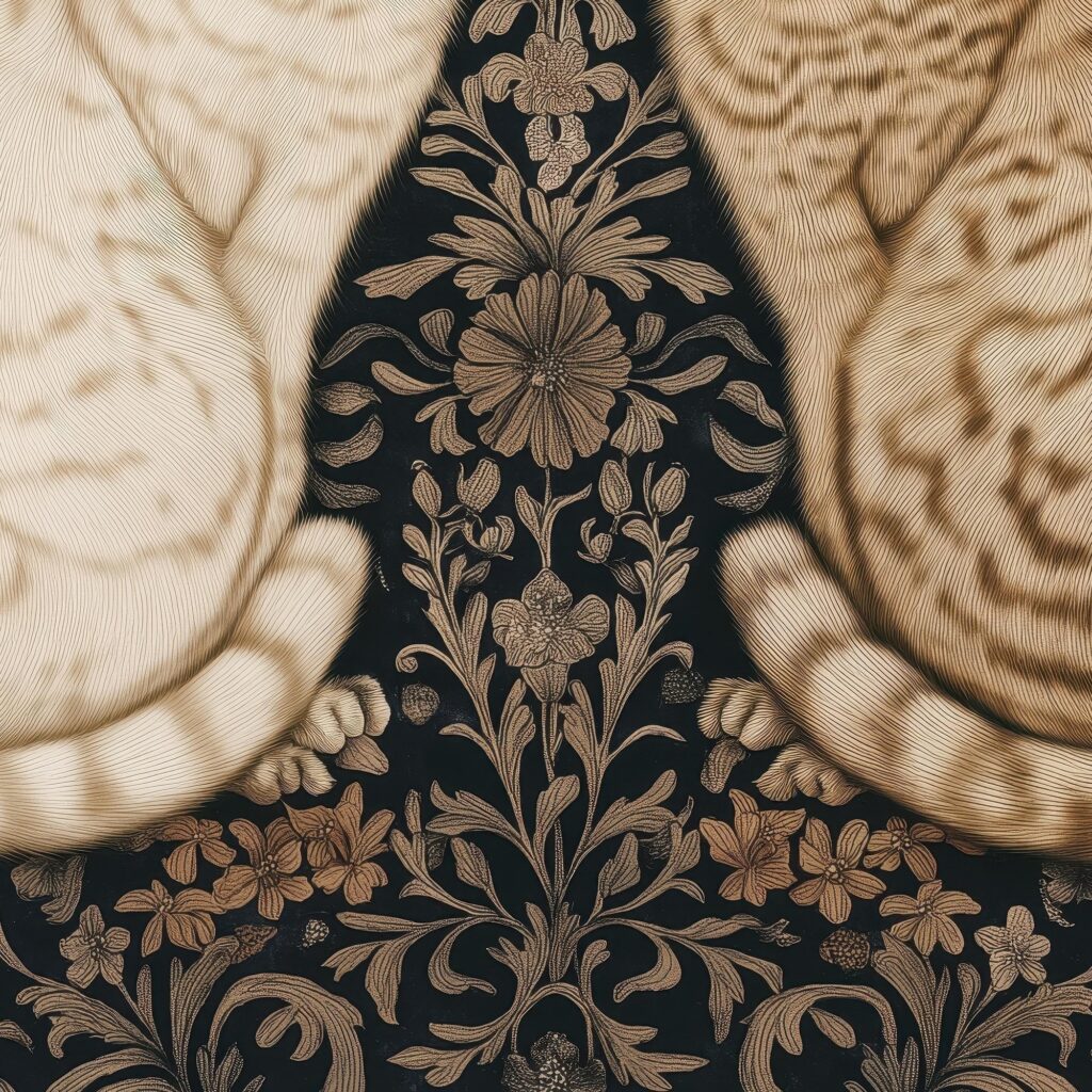 William Morris Style Cat Art Print
