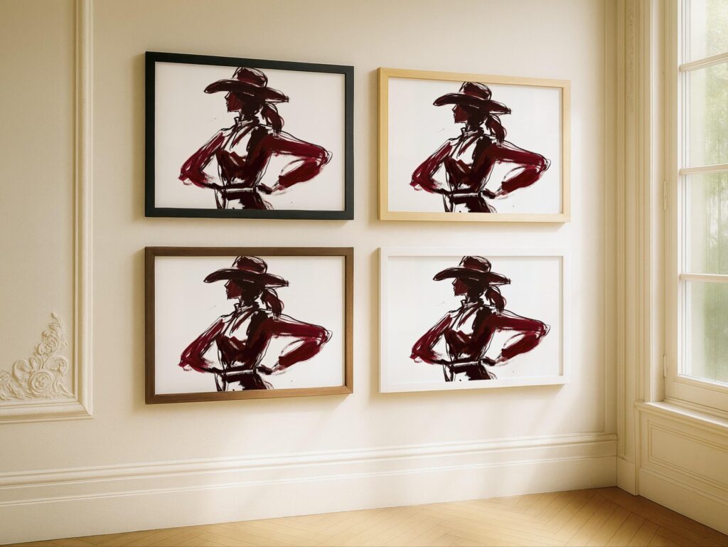 Abstract Cowgirl Silhouette Art Print