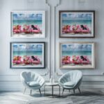 Beach Dogs Tropical Pink Art Print