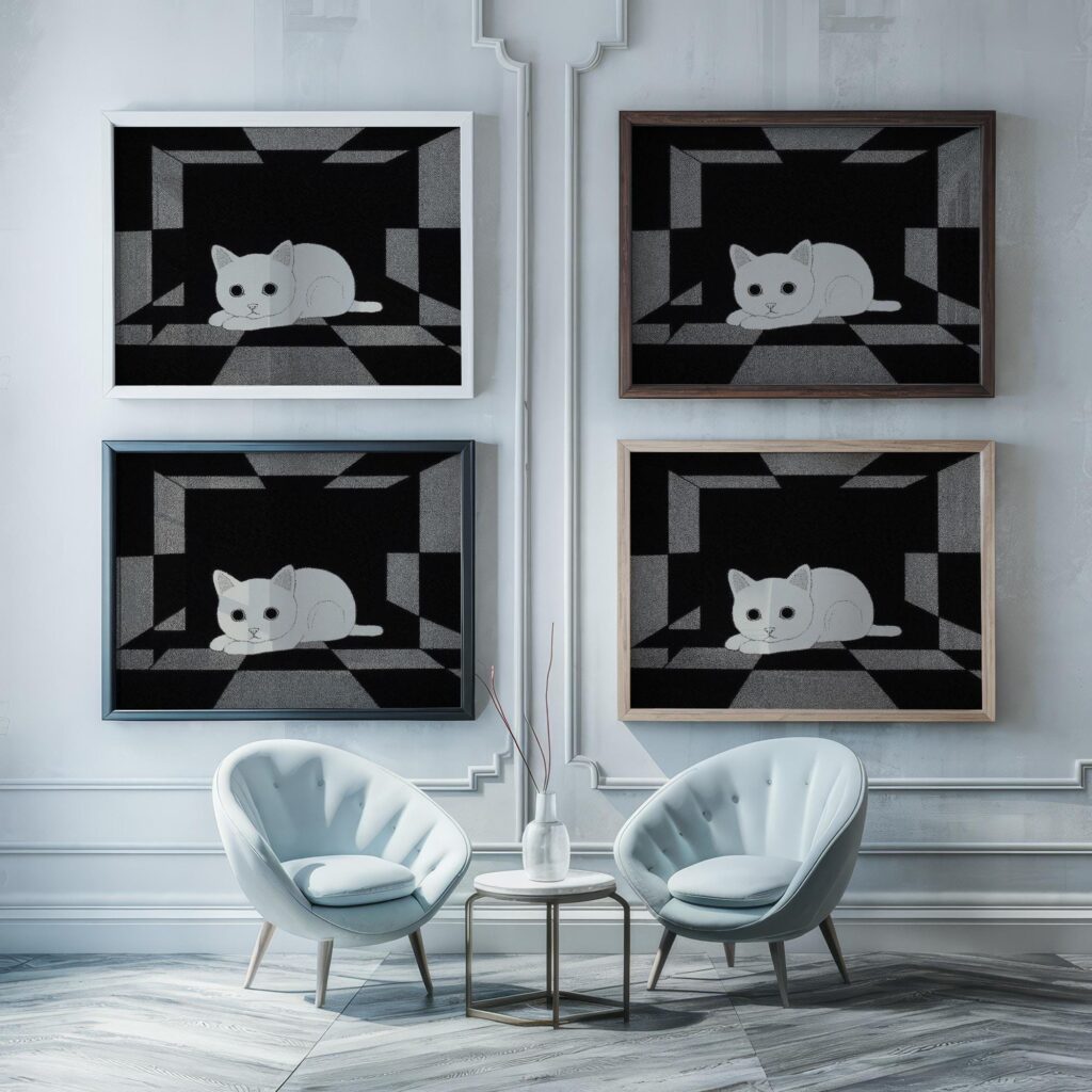 Black and White Cat Art Print