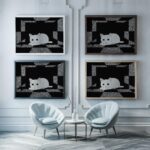 Black and White Cat Art Print