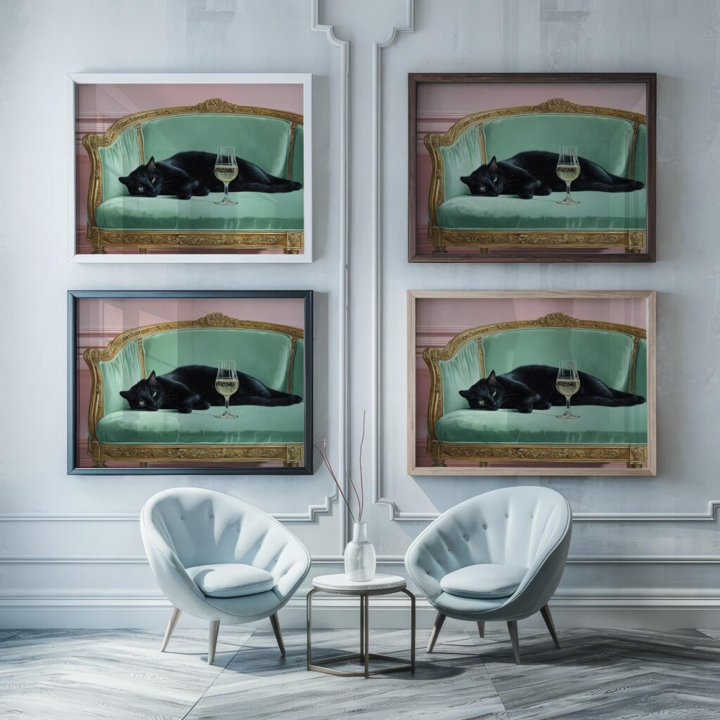 Black Cat Champagne Poster