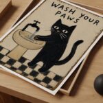 Black Cat Folk Art Print