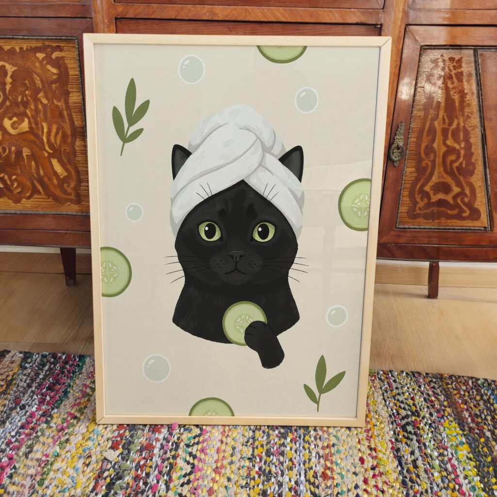 Black Cat Spa Day Print