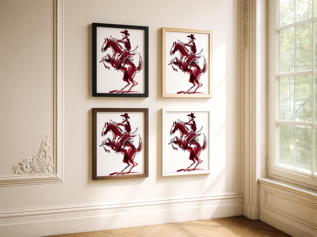 Burgundy Bucking Bronco Art Print